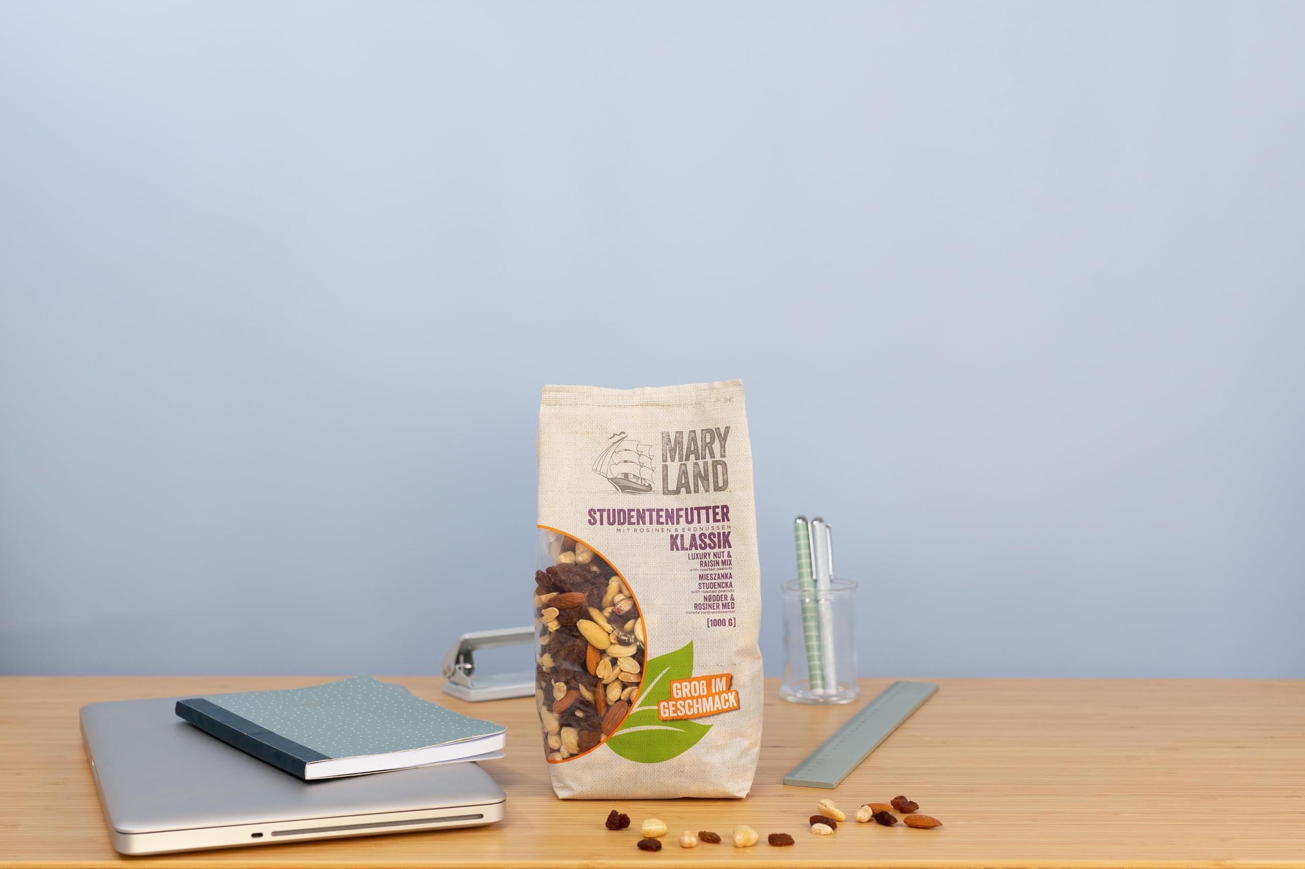 Maryland Studentenfutter Klassik 4 x1kg Vorratspackung – Rosinen, Erdnusskerne, Cashewkerne und Mandeln in Nuss Frucht Mischung – 100% vegan – Im Großbeutel (4 x 1kg)