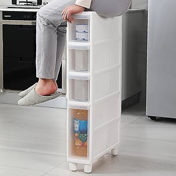 Amazon.co.jp: バスルーム用細長いフロアキャビネット、4つの透明な