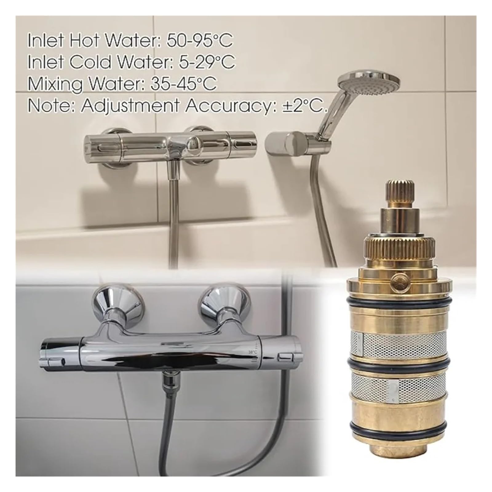 Cartucho Grifo Monomando Termostático de repuesto latón | Kit de reparación de barra de válvula mezcladora de ducha de cartucho, baño(Color06)
