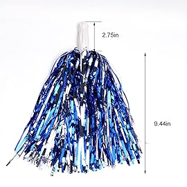 baotongle 12 PCS Cheerleading Squad Spirited Fun Poms Pompoms Cheer Costume Accessory for Party Dance Sports (Slivery Blue)