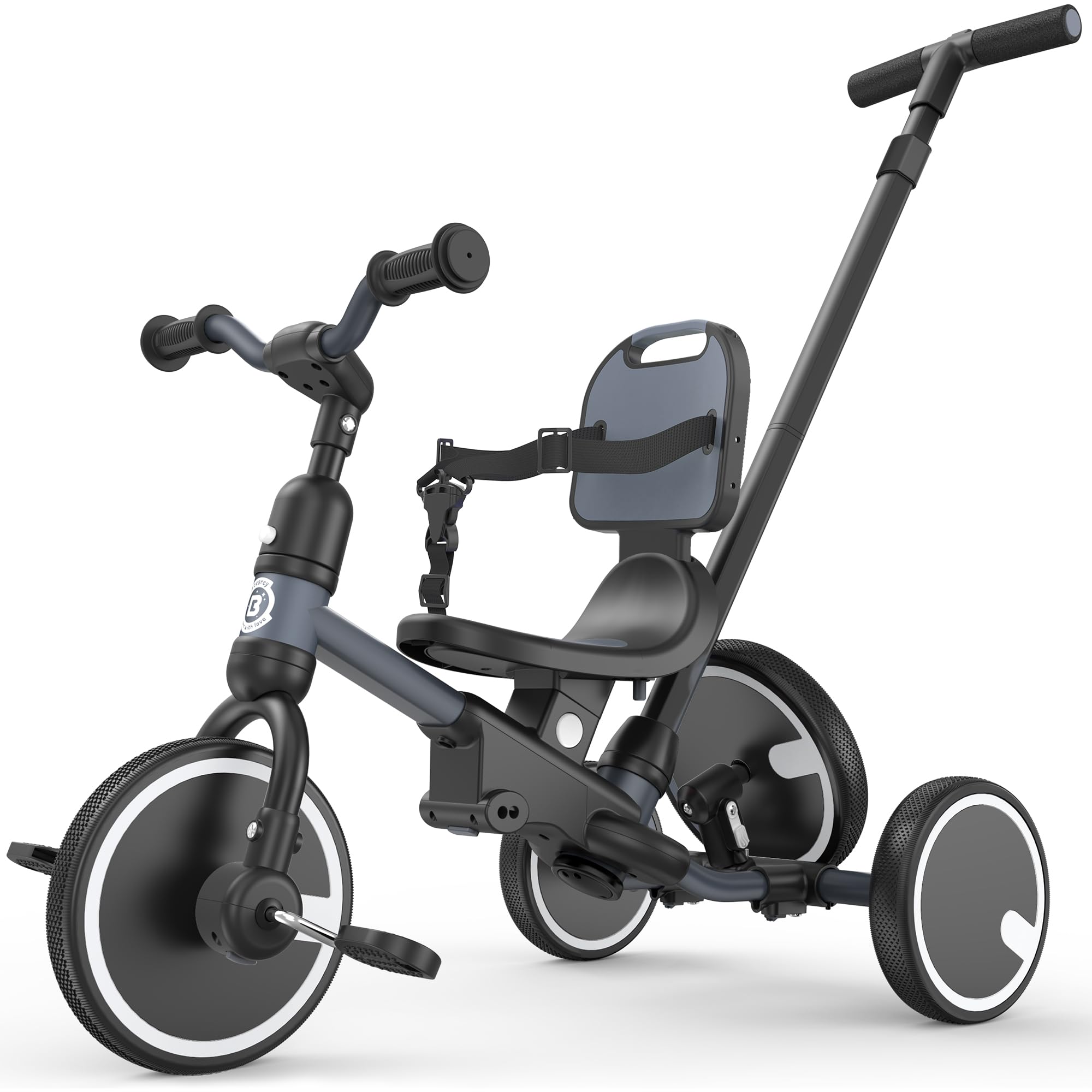 besrey Toddler Bike 1-3 Years Old,Toddler Tricycle with Spare Wheel,5 in 1 Kids Trike with Push Handle,Backrest and Safety Belt,Balance Bike 1+ Year Old,Birthday Gift and Toy for Boys and Girls