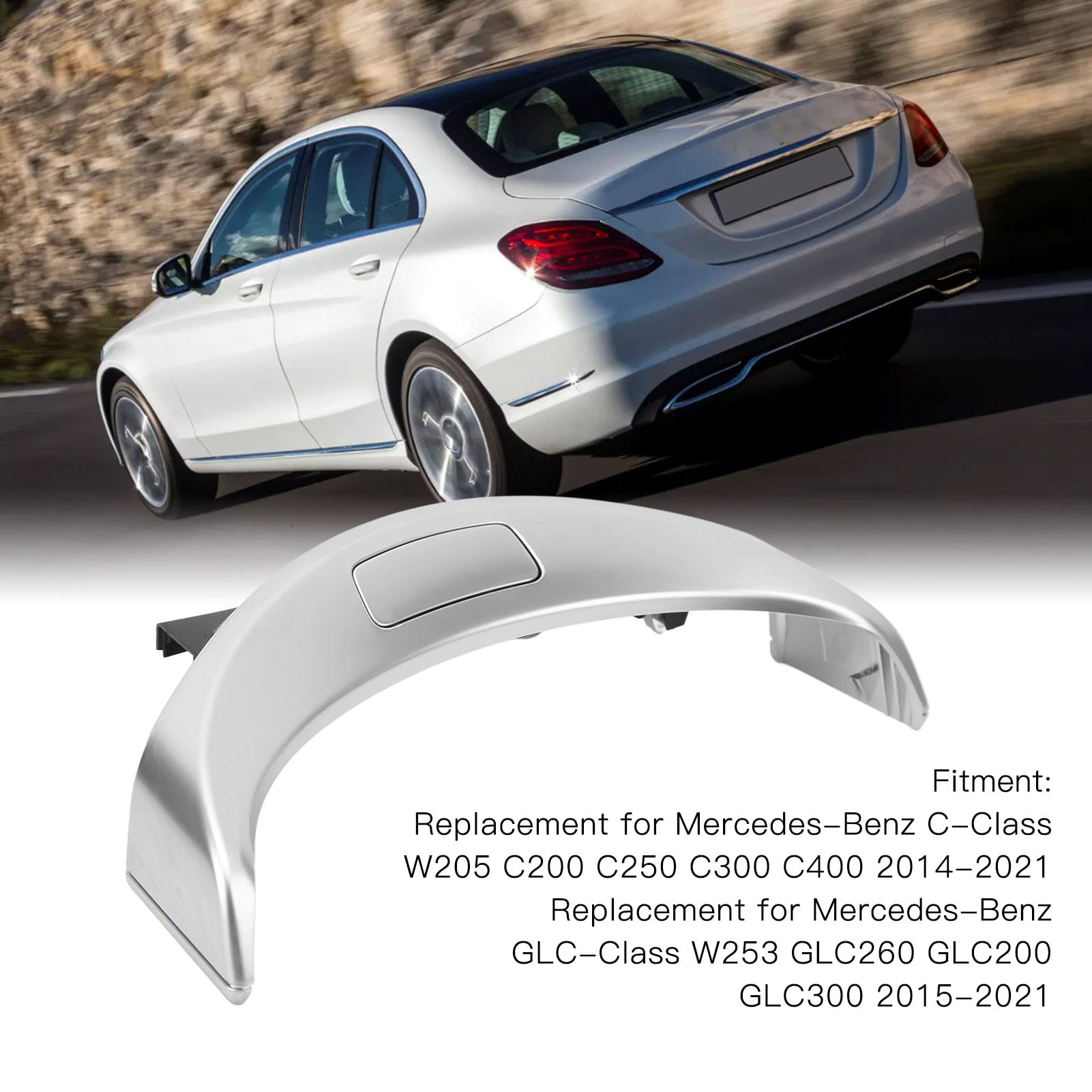 Remplacement de Bouton de Libération de Boîte de Rangement D'accoudoir pour W205 C200 C250 C300 W253 GLC260 GLC200 Couvercle de Commutateur de Libération D'accoudoir de (Argent)