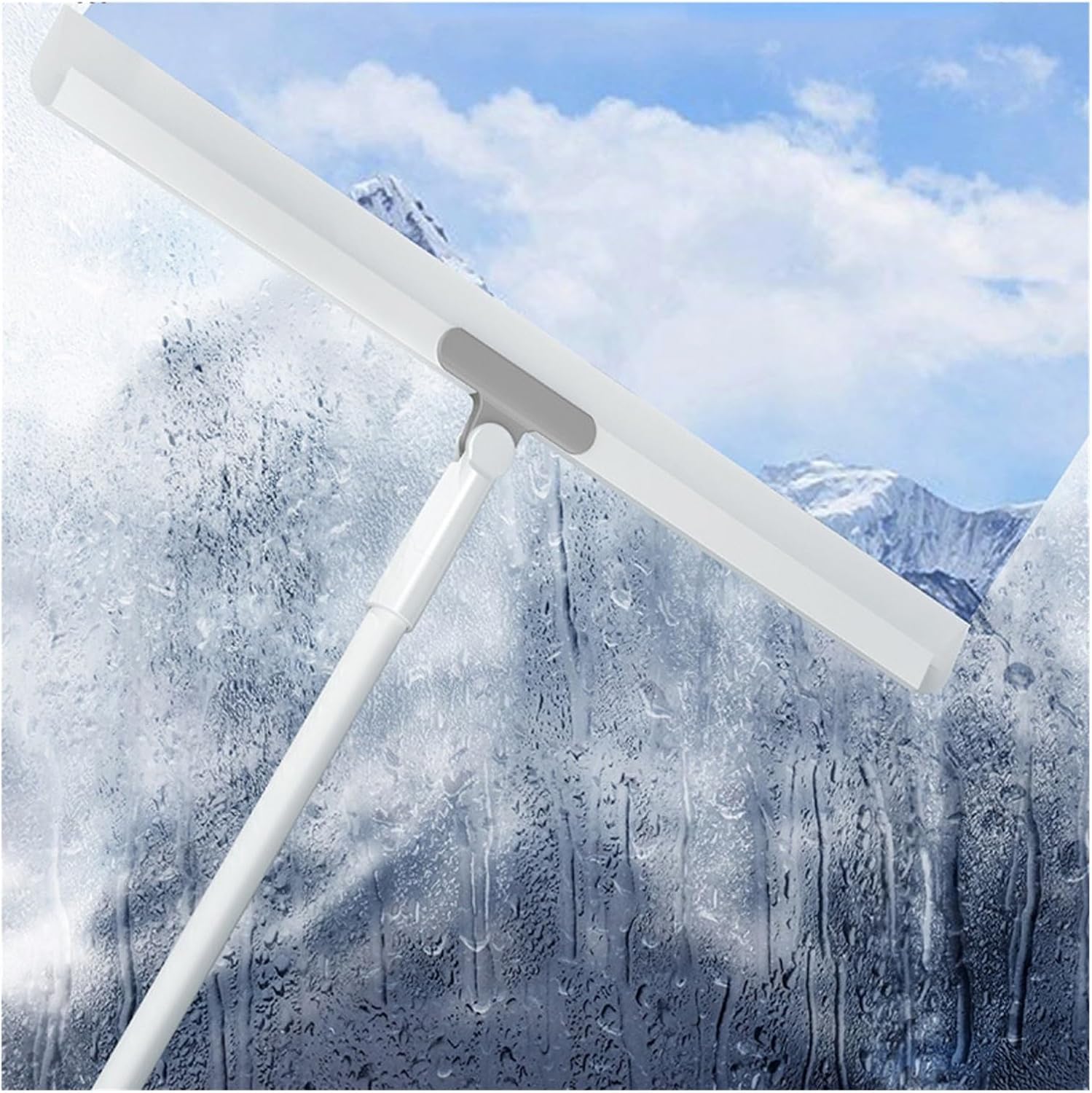 Silicone Scraper Broom Cleaning Brush Long Handle Telescopic Silicone Floor Wiper 180°Rotation Household Floor Wiper(55cm)