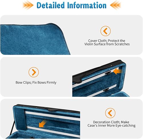 4/4 Geigenkoffer Koffer Violine Case Geigenkasten Violinenkoffer mit Rucksackriemen, 78 × 26 × 12,5cm - 7