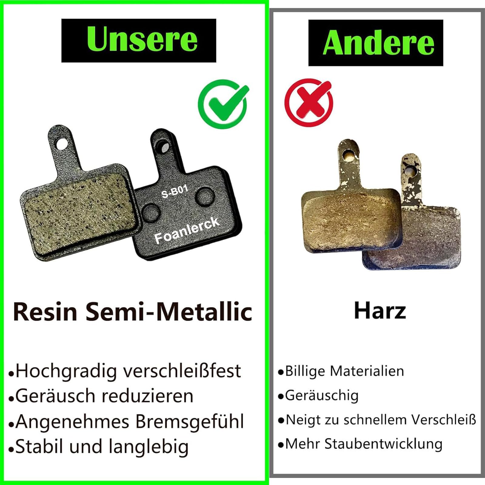Klocki hamulcowe rowerowe, wysoka żywotność, okładziny hamulcowe do Shimano B01S B03S B05S żywica półmetaliczne klocki hamulcowe do rowerów Shimano MT200, MT400, MT500