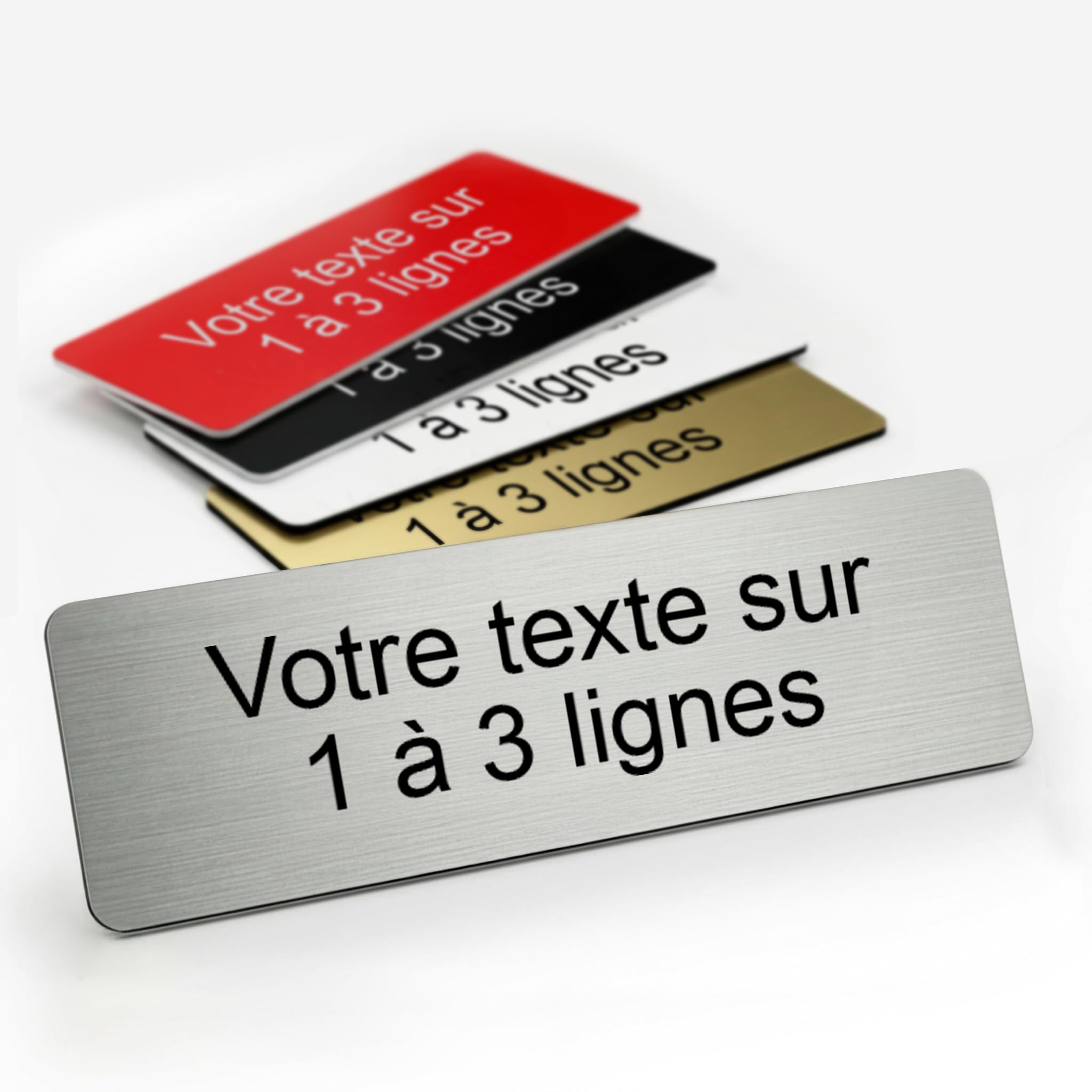 Mygoodprice - Placa grabada personalizada (1 a 3 líneas, 20 x 6,5 cm, autoadhesiva, aluminio cepillado, color plateado