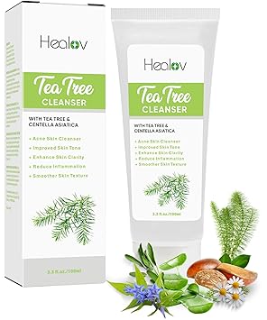Tea Tree Face Wash Natural Tea Tree Soap Exfoliating Facial Cleanser Tea Tree Oil Fights Acne, Skin Irritation and Prevents Breakouts Deeply Cleansing, Hydrating Liquid Soap for Calm Fresh Skin
