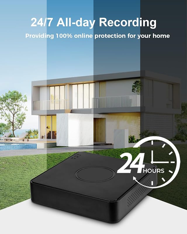4CH Wired Security Camera System, AIWIXEN DVR with 512GB HDD, 4X 1080P Cam | Home Surveillance CCTV, Security Cameras with Human Vehicle Detection, IP68 Waterproof, Remote Access, 24-7 Recording image 6