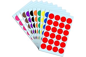 1200 Pack, 1 Inch Round Colored Dot Stickers Labels - 10 Assorted Colors