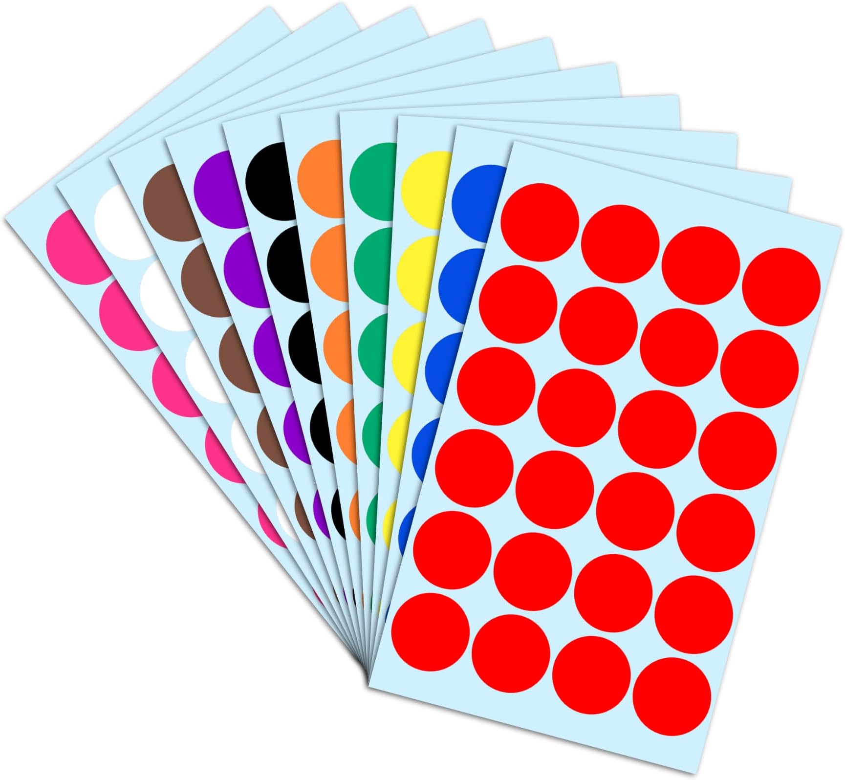 1200 Pack, 1" Round Colored Dot Stickers Labels - 10 Assorted Colors