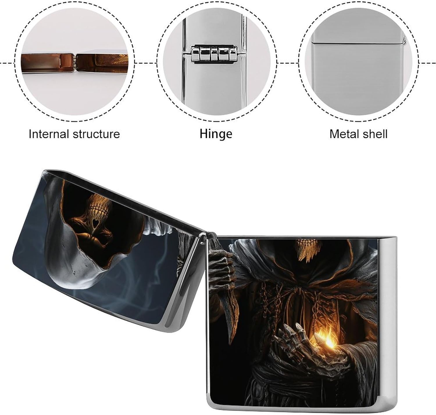 Grim-Reaper Lighter Cover for Men, Personalized Lighter Case for Birthday Gift, Flip-Top Lighters Protective Cover, Portable Lighters Shell for Outdoor, Travel image 5