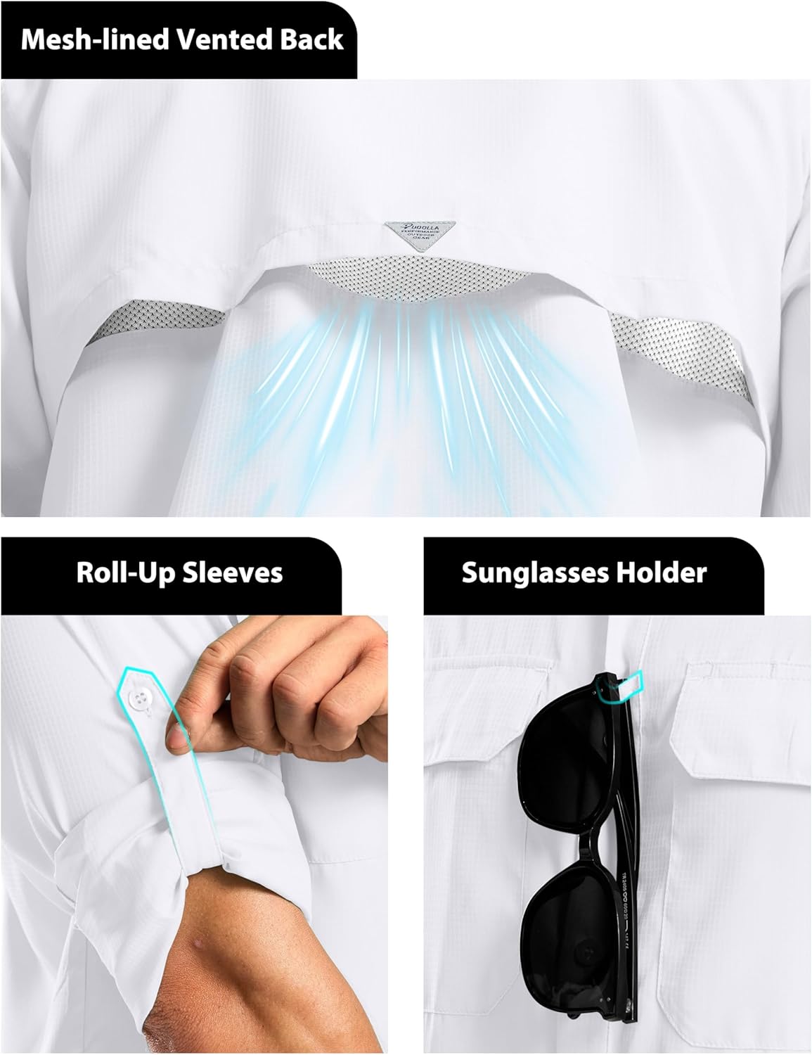 Pudolla Men's Sun Protection Fishing Shirt Lightweight Long Sleeve UPF 50+ Hiking Shirt for Men Outdoor Travel with Pockets - Image 4
