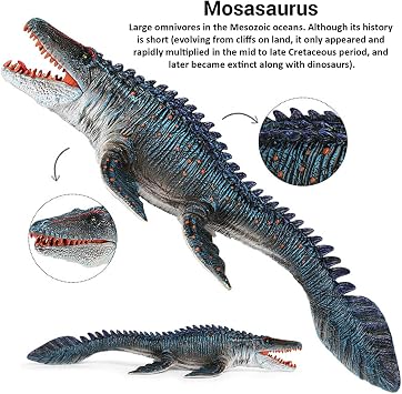 Mosasaurus Toy - Realistic Plastic Dinosaur with Movable Mouth & Sharp Teeth, 13x5x2 Educational for Kids