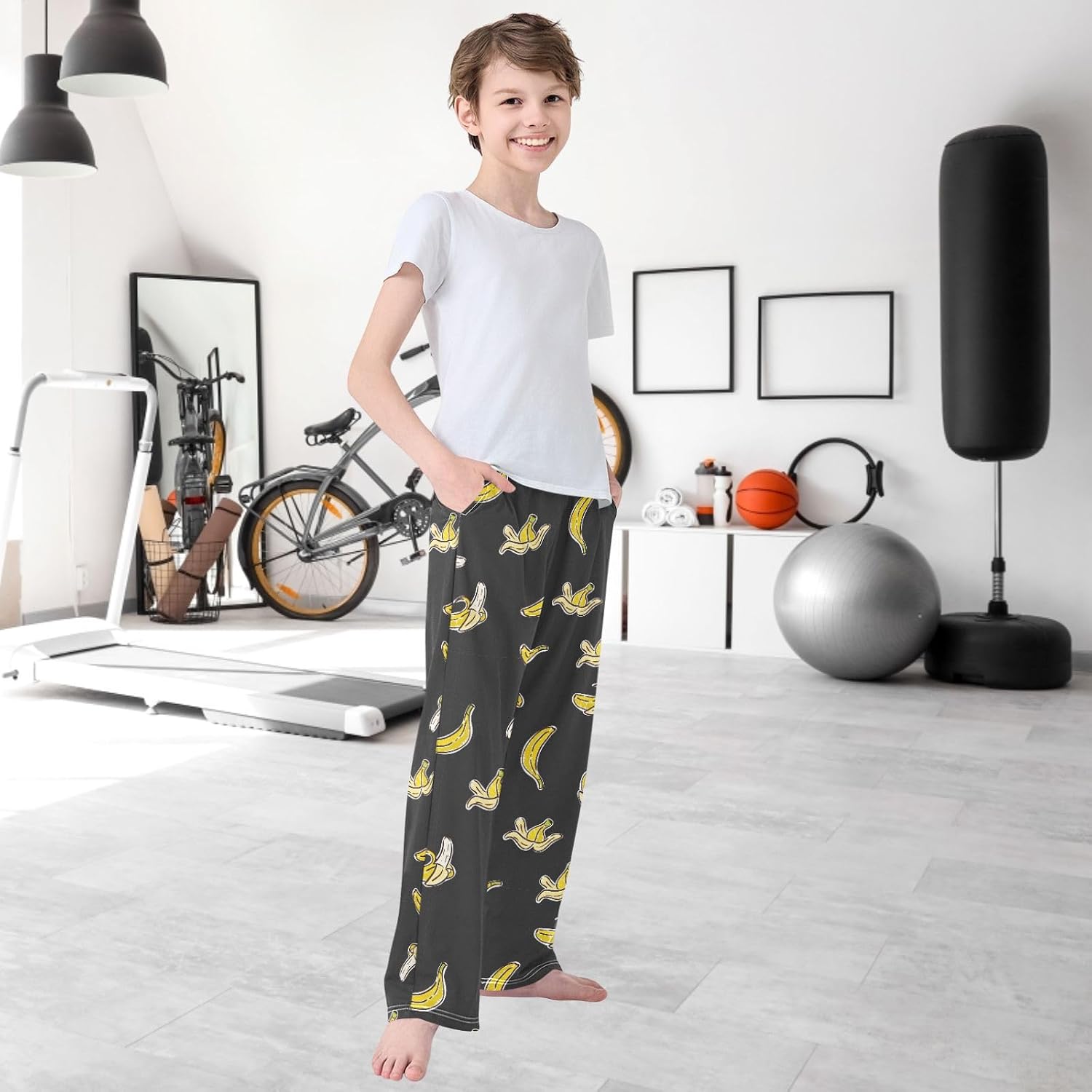 Boy's Pj Pants Long Sleep Bottoms Elastic Waist with Pockets 6-14 Years