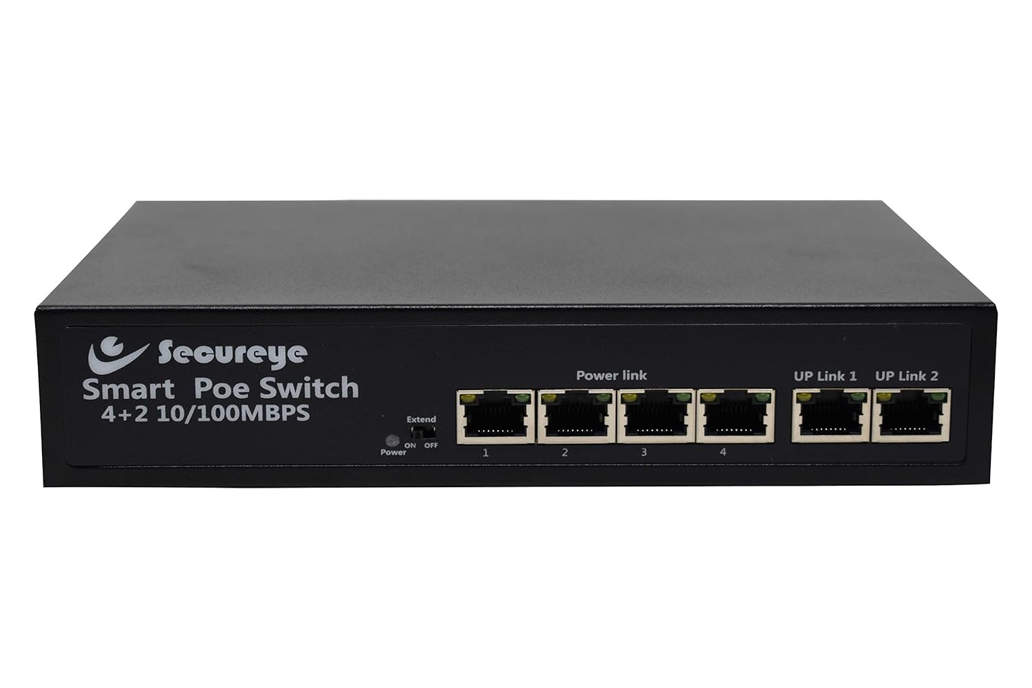 Secureye (S-4FE-2UE-LD) 4 PoE + 2 Uplink Ports 10/100 Mbps Smart Managed PoE Network Switch for IP/Network CCTV Surveillance Security Systems