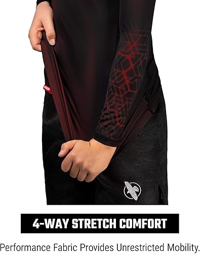 Miniatura 4 de Hayabusa Geo Kids BJJ Rash Guard de manga larga para niños y niñas