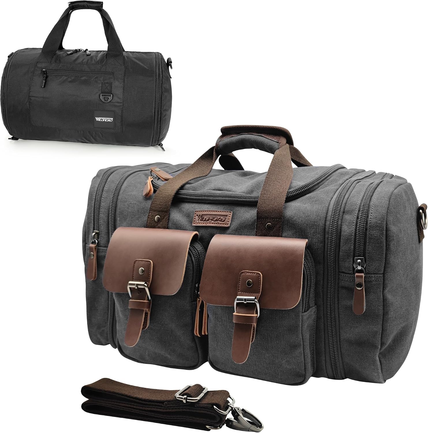 Wildroad Gym Bags for Men &amp; Expandable Canvas Duffle Bag - 50l Travel Kit