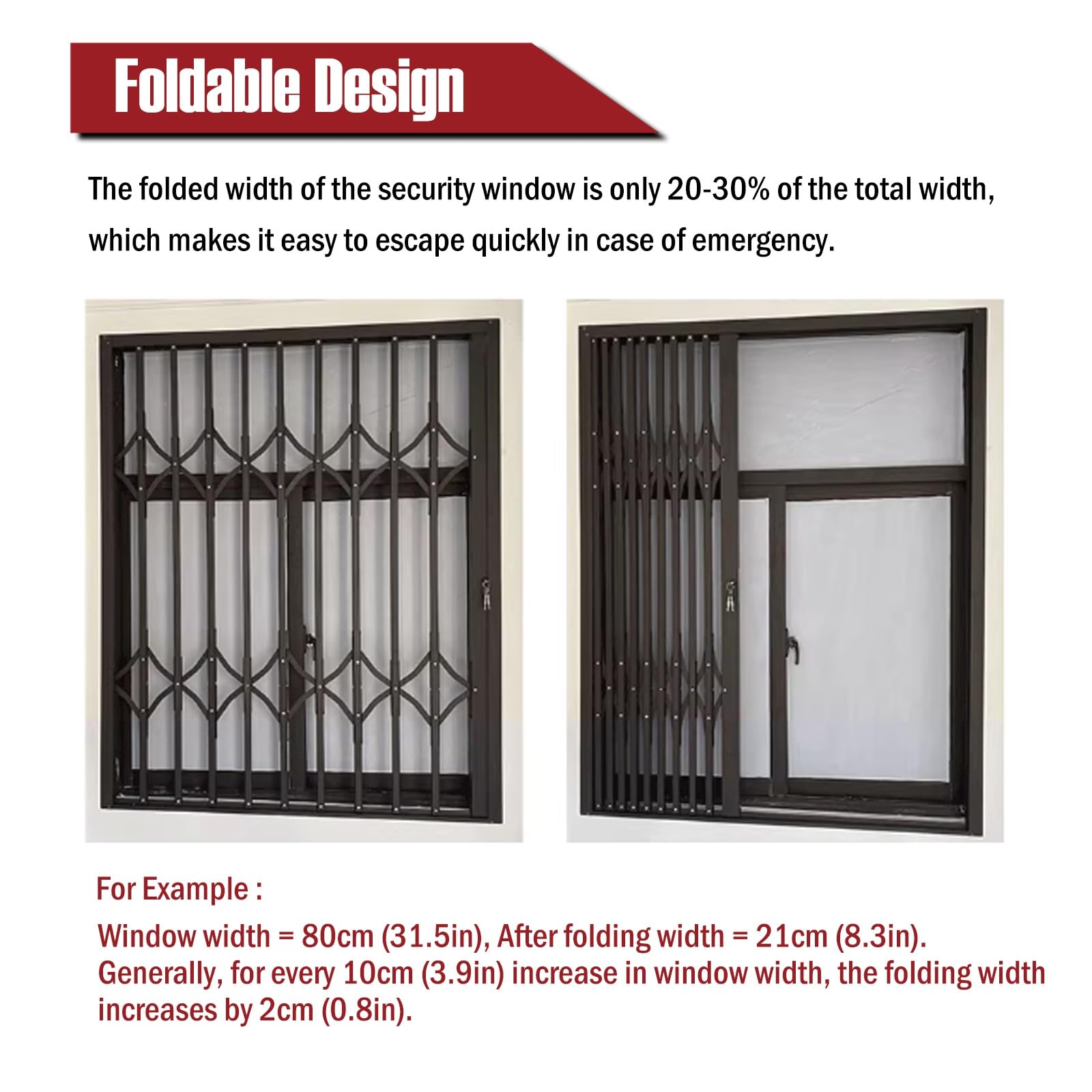 Rejilla de seguridad retráctil para ventanas, protección antirrobo expandible para oficinas y sótanos, barrera de seguridad plegable para ventanas