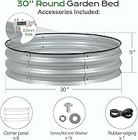 Vista 5 de Aoodor Cama de jardín elevada de metal de 9 pulgadas de alto y 30 pulgadas, maceta para exteriores y kit de jardín elevado para verduras, flores