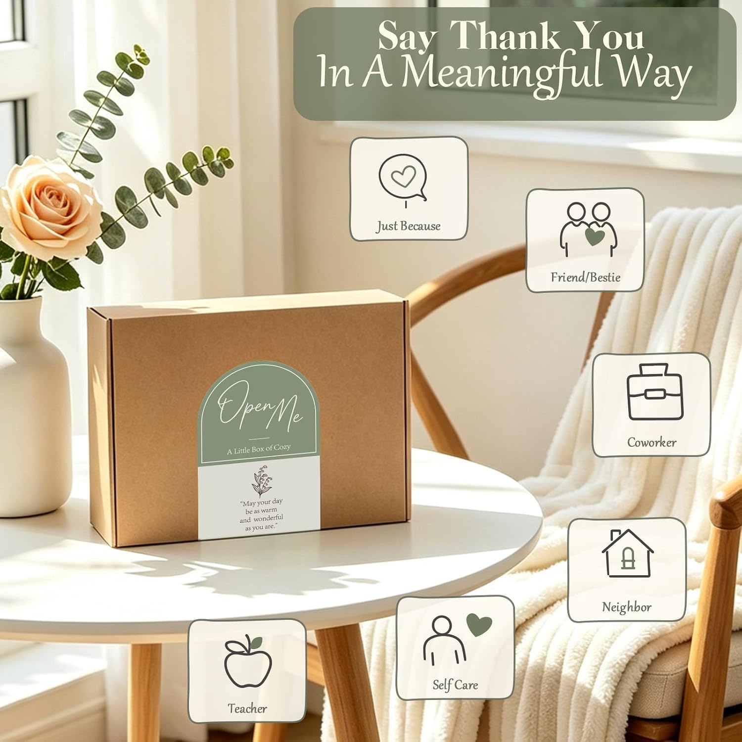 Thank You Gifts for Women,Farewell Gifts for Coworkers,Teacher Employee Appreciation Gifts,Thank You Basket for Women Coworkers Nurse Friends with Cozy Throw,Mug,Notebook,Crochet Flowers