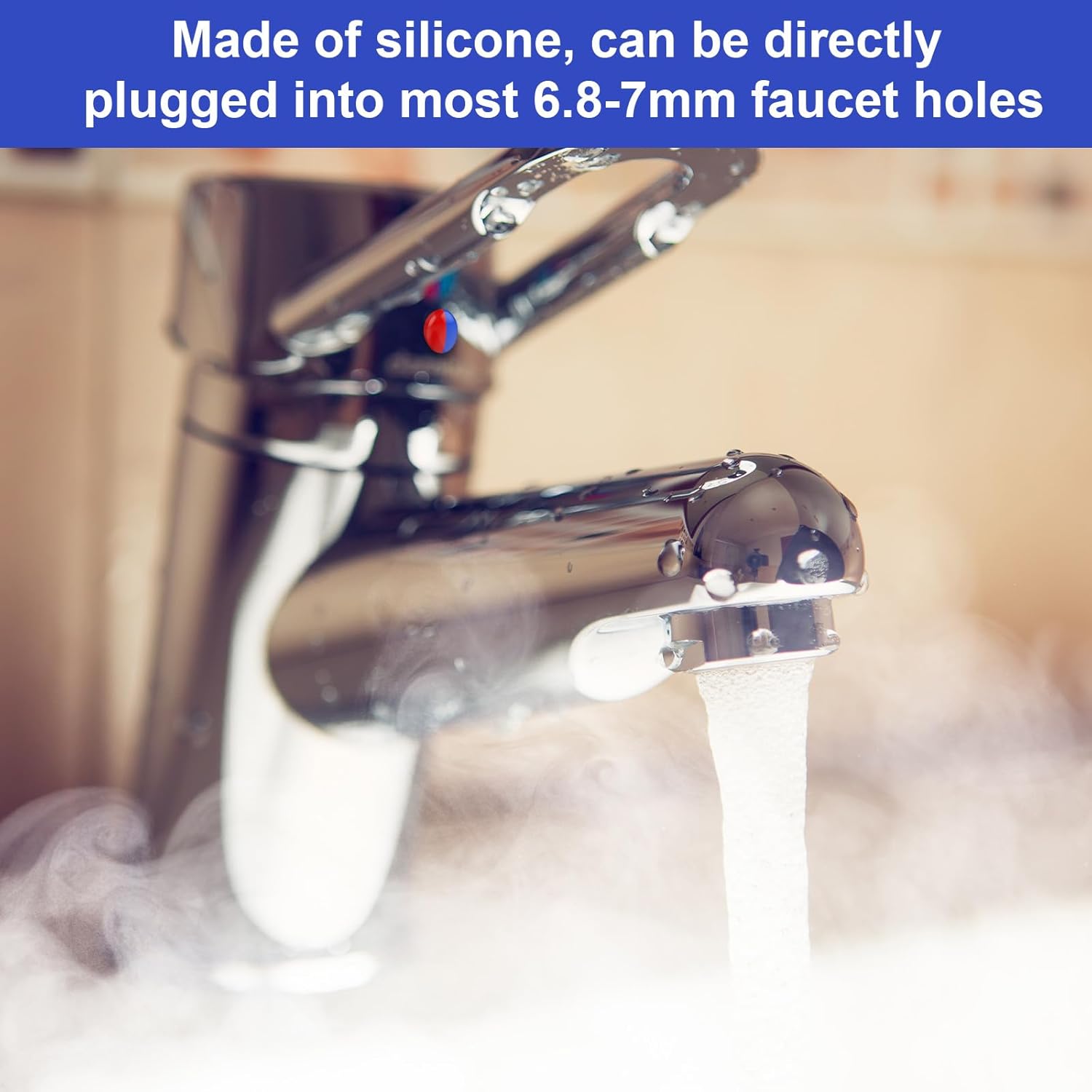 20pcs Hot and Cold Water Faucet Indicator, Silicone Faucet Index Buttons for 6.8mm-7mm Holes Red & Blue Water Tap Temperature Indicator Caps for Kitchen Bathroom Sink