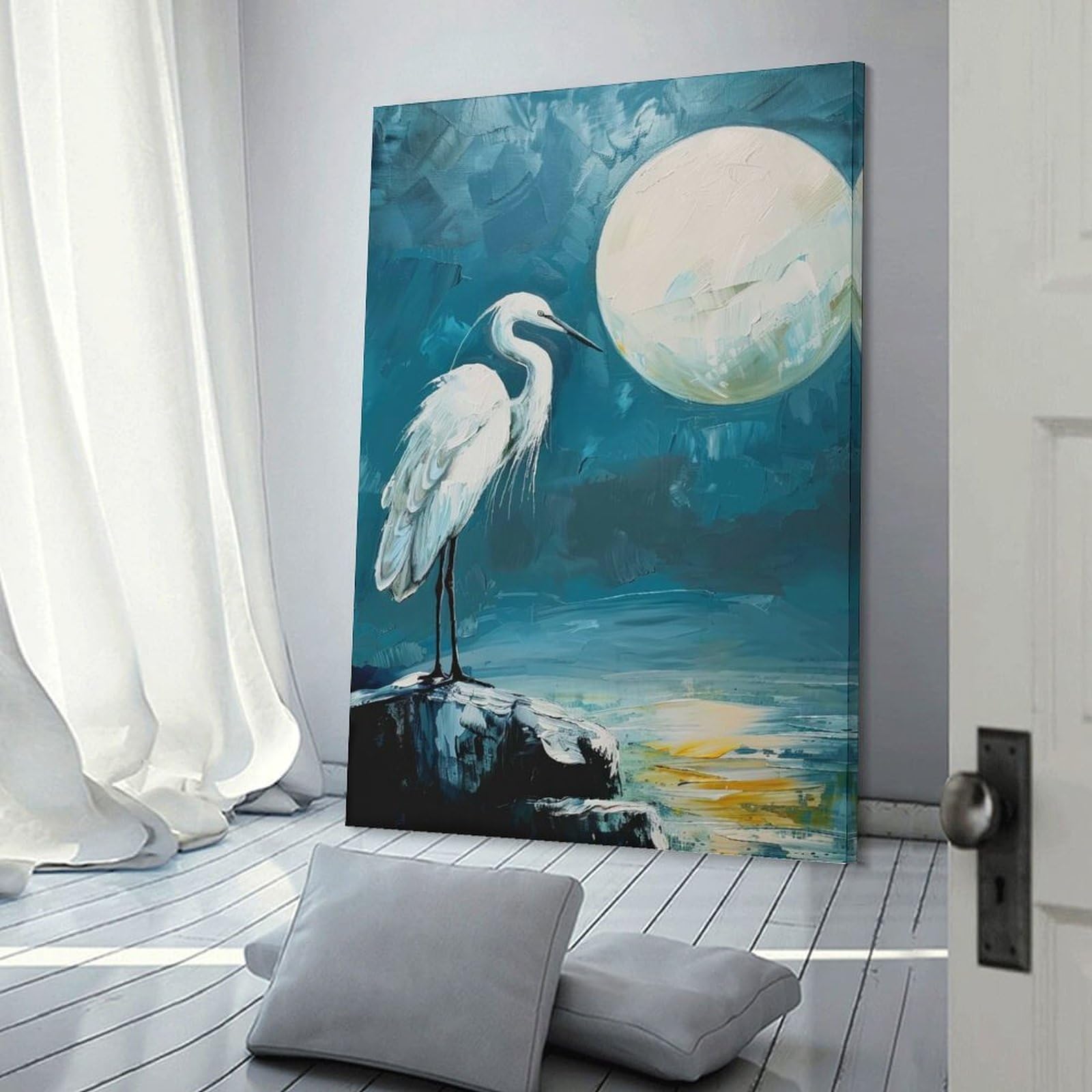 Junmoney Heron on Rock Room Decor Wall Art, 20x30inch(50x75cm), for Living Room, Lounge Or Sitting Room, A Home Accent with Warm Character