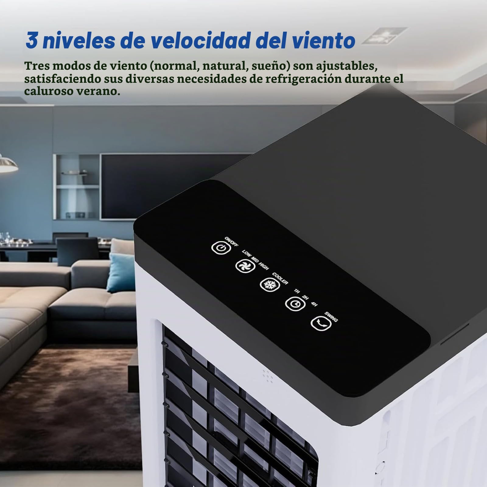 Aire Acondicionado Portátil Sin Tubo De Escape Ventilador Y Humidificador 3 En 1 Capacidad 15 L 3 Velocidades 3 Modos Temporizador 7,5 H Control Remoto Súper Ahorro de Energía A