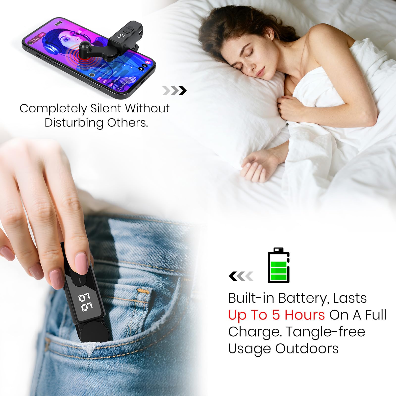 TikTok TikTok – Appareil tactile automatique avec 198 vitesses réglables, rechargeable, clic instantané pour likes en direct, tâches de réseaux sociaux (noir)