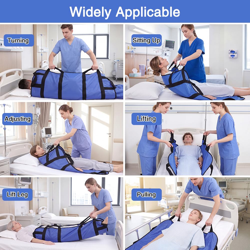 Golgner Gleittuch für Bett Transfer, 120 x 100 cm Gleittuch für Bettlägerige mit 8 Griffe, Transferboard für Patientenlifter, Waschbares Patiententransferbrett, für Senioren Bettlägerige Patienten