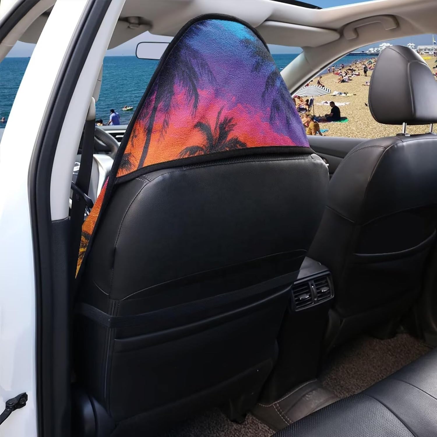 Front Car Seat Cover - Waterproof Sweat Towel Cover, Perfect for Gym, Runs, Swimming, Beach & Hiking - Fits Cars, SUVs, Trucks (Tropical Palm Tree, 2 Pcs)