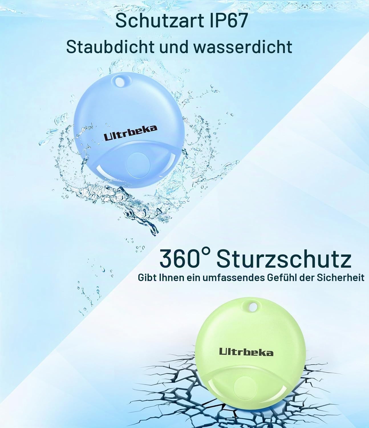Ultrbeka Air Tracker Tag 4er Pack Bluetooth Finder für iPhone, MFi Zertifiziert, kompatibel mit Apple Find My, IP67 wasserdicht, Schlüsselfinder für Wallet, Gepäck, Schlüsselfinder, Fahrrad