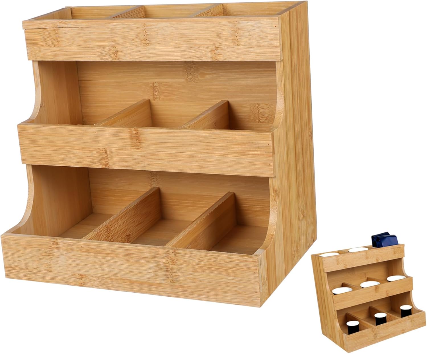 Zerodeko Wooden Tea Bag Storage Rack Organizer for Coffee Tea Bags Sugar Packets Elegant Stand for Home Hotel for Sundries and Office Use