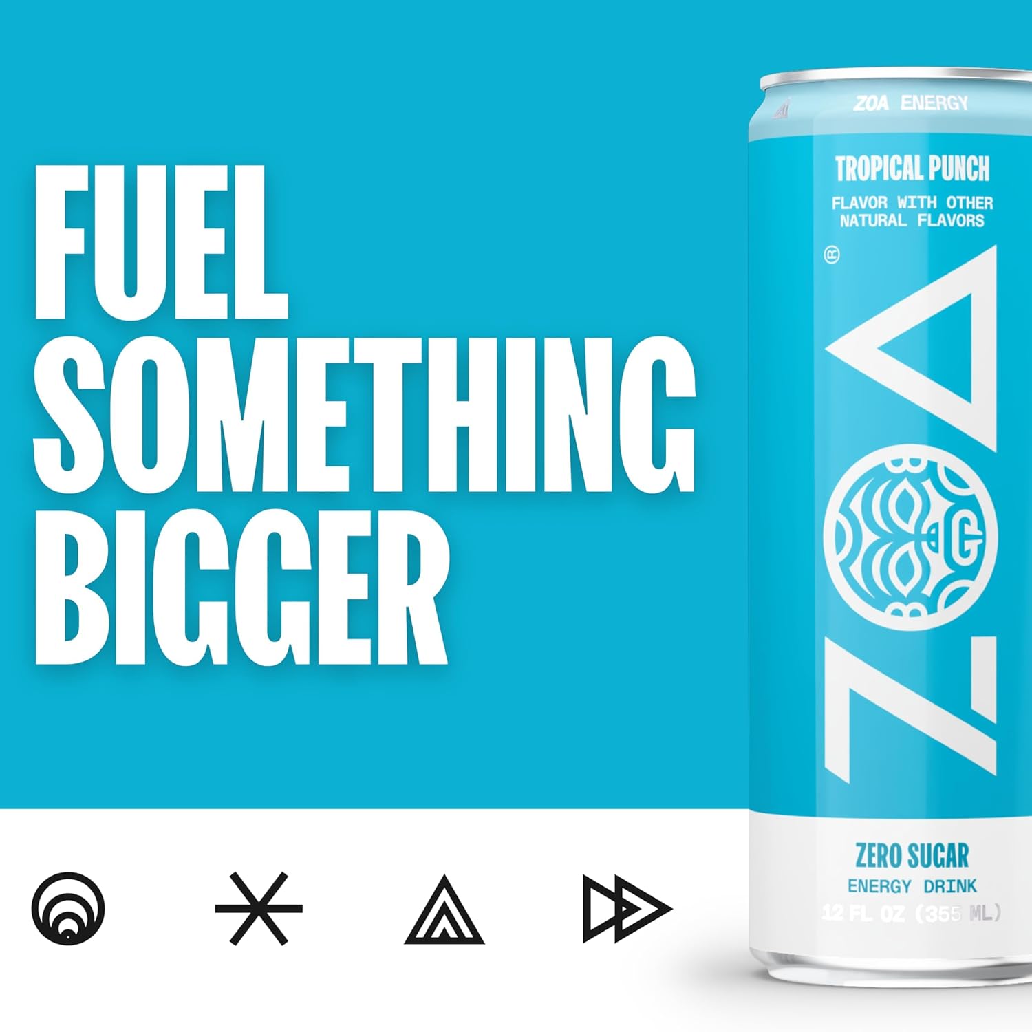 ZOA Zero Sugar Energy Drinks - Tropical Punch | Healthy Energy Formula with Natural Caffeine, Daily Vitamin C, Essential B-Vitamins | Gluten-Free, Keto Friendly | 12 Ounce Cans (Pack Of 12)