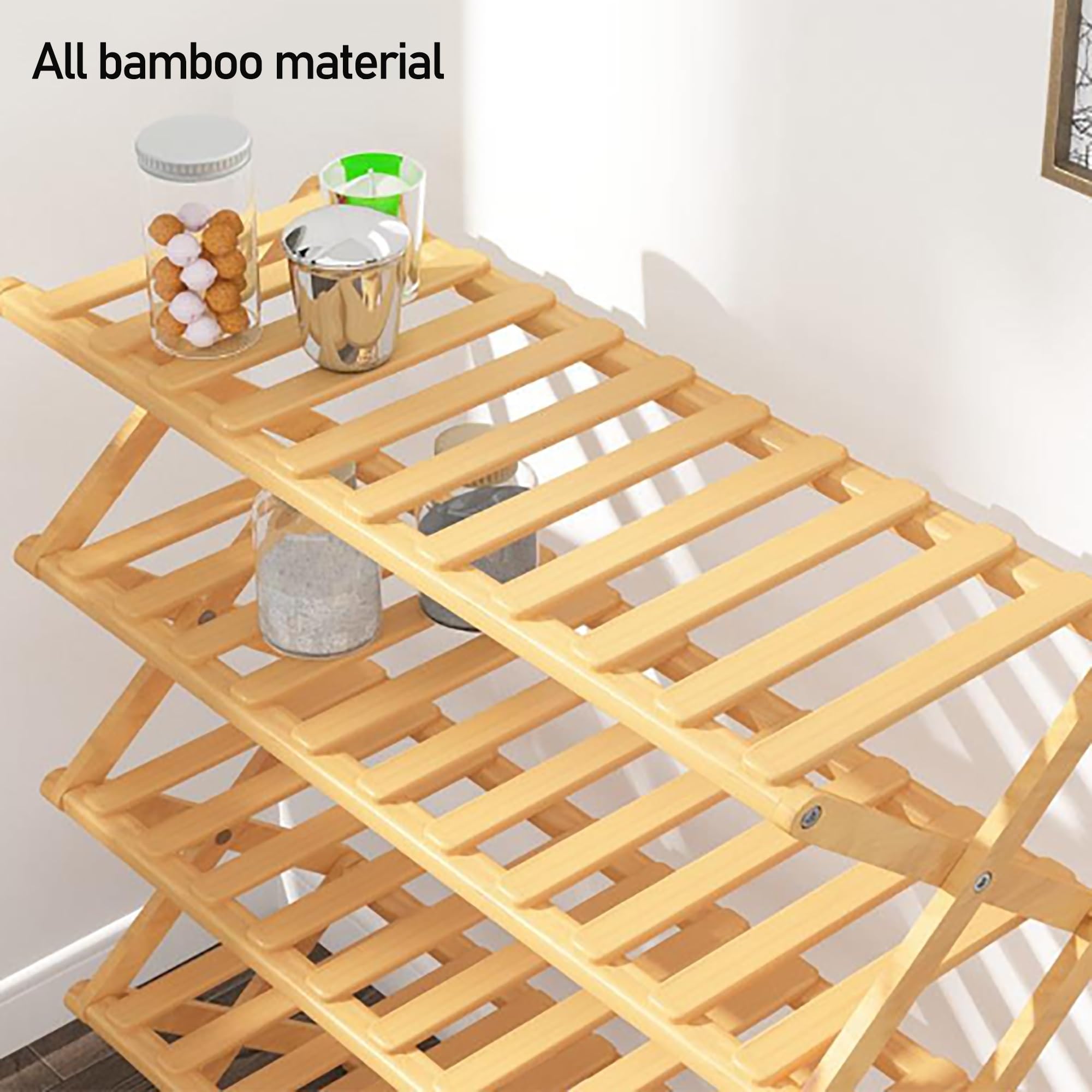 Scarpiera pieghevole in bambù, multistrato in legno, non necessita di installazione, salvaspazio, economico, pieghevole per scarpe