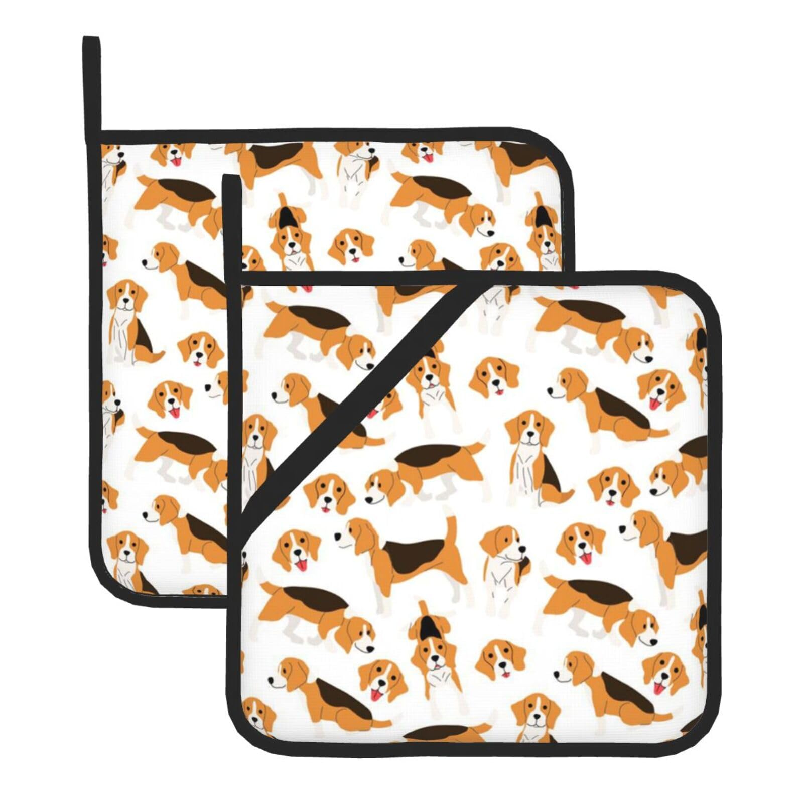 Anabprma Dog Square Pot Holders (Set Of 2), Kitchen Heat Resistant Pot Holders Sets, Oven Mitts, For Bbq Cooking Baking