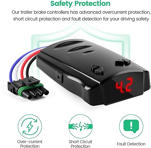 Miniatura 3 de Controlador de freno de remolque proporcional, controlador de freno digital briidea para controlar fácilmente los remolques con 1-4 ejes, botón de