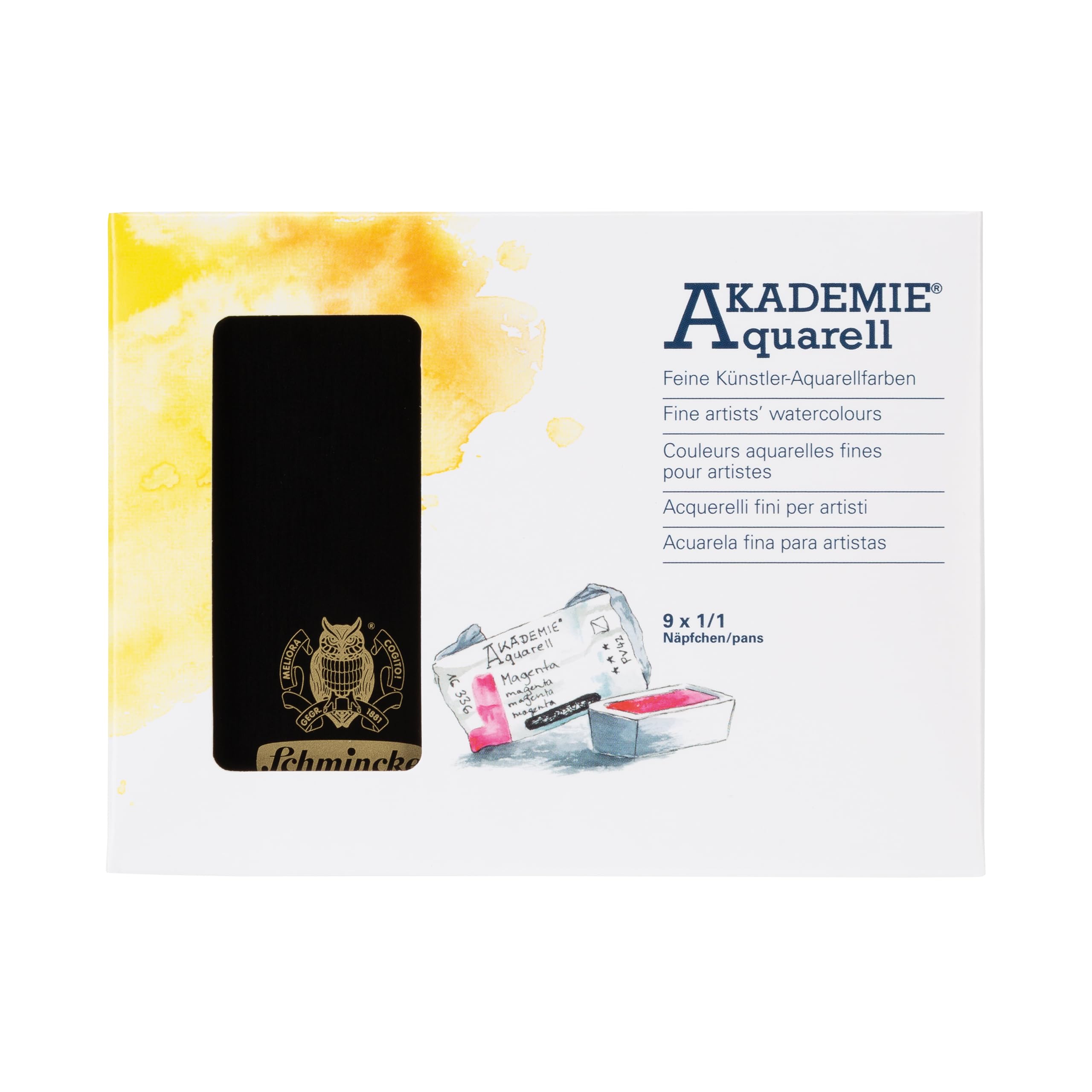 Schmincke AKADEMIE Aquarell Farbkasten Metall 9 x 1/1 Näpfchen, 75 789 097