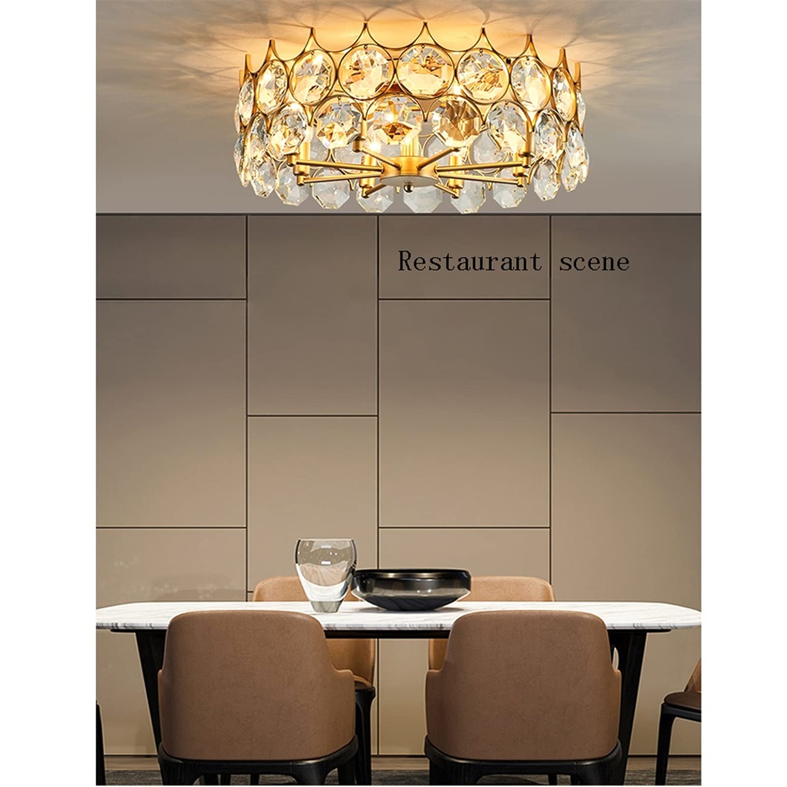 Lampa sufitowa Eleganckie wzory Crystal Sufit Light, White Living Room Lampa sufitowa do kuchni, sypialni, salonu, okrągły światła Oświetlenie sufitowe