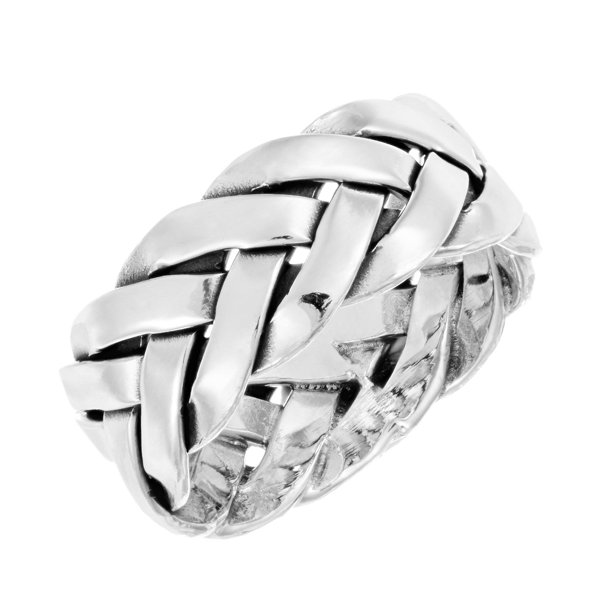 Silverly Anillos de Plata de Ley 925 para Hombre y Mujer | Anillo Trenzado de 7,7mm | Anillos de Banda Ancha para Hombre | Anillos de Boda Gruesos con Banda Tejida | Anillos de Compromiso para Parejas