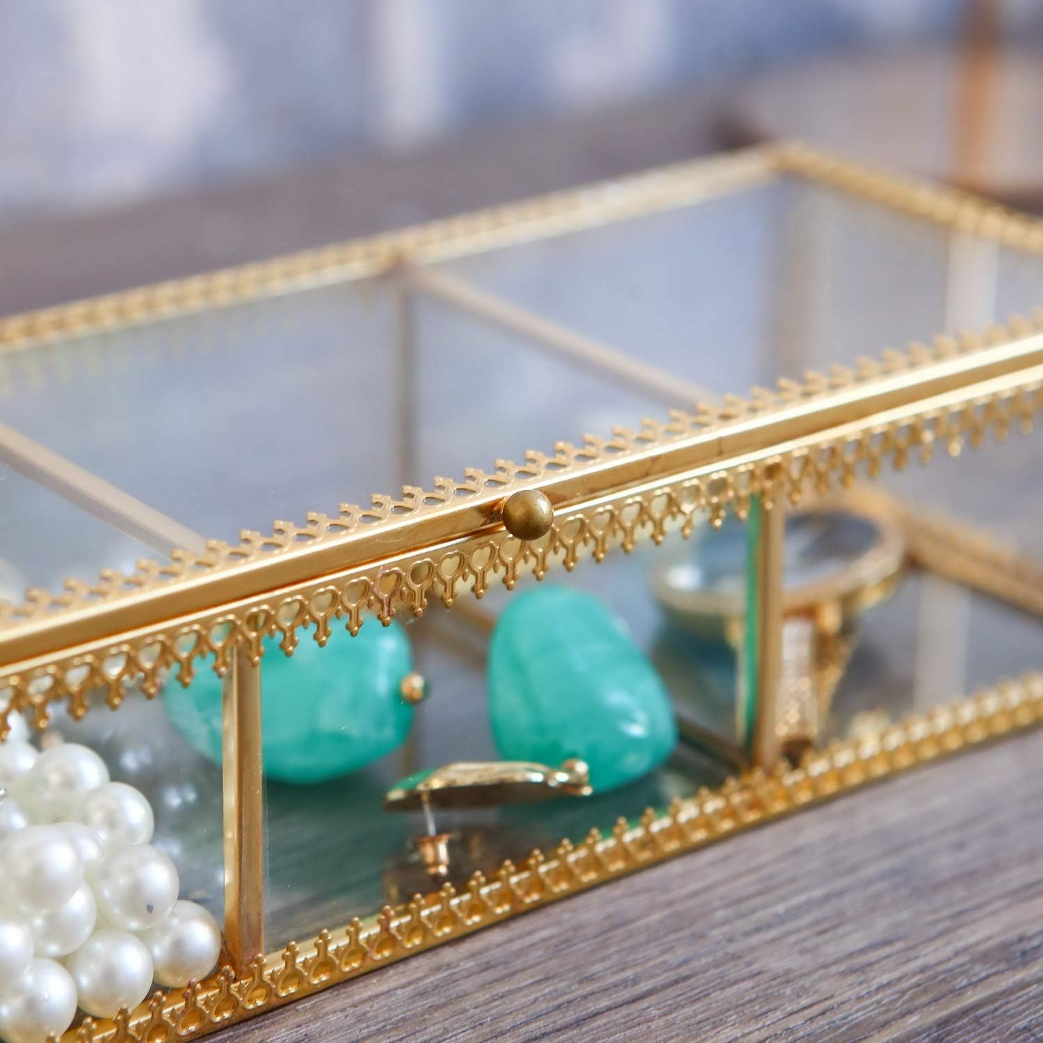glass compartment jewellery box