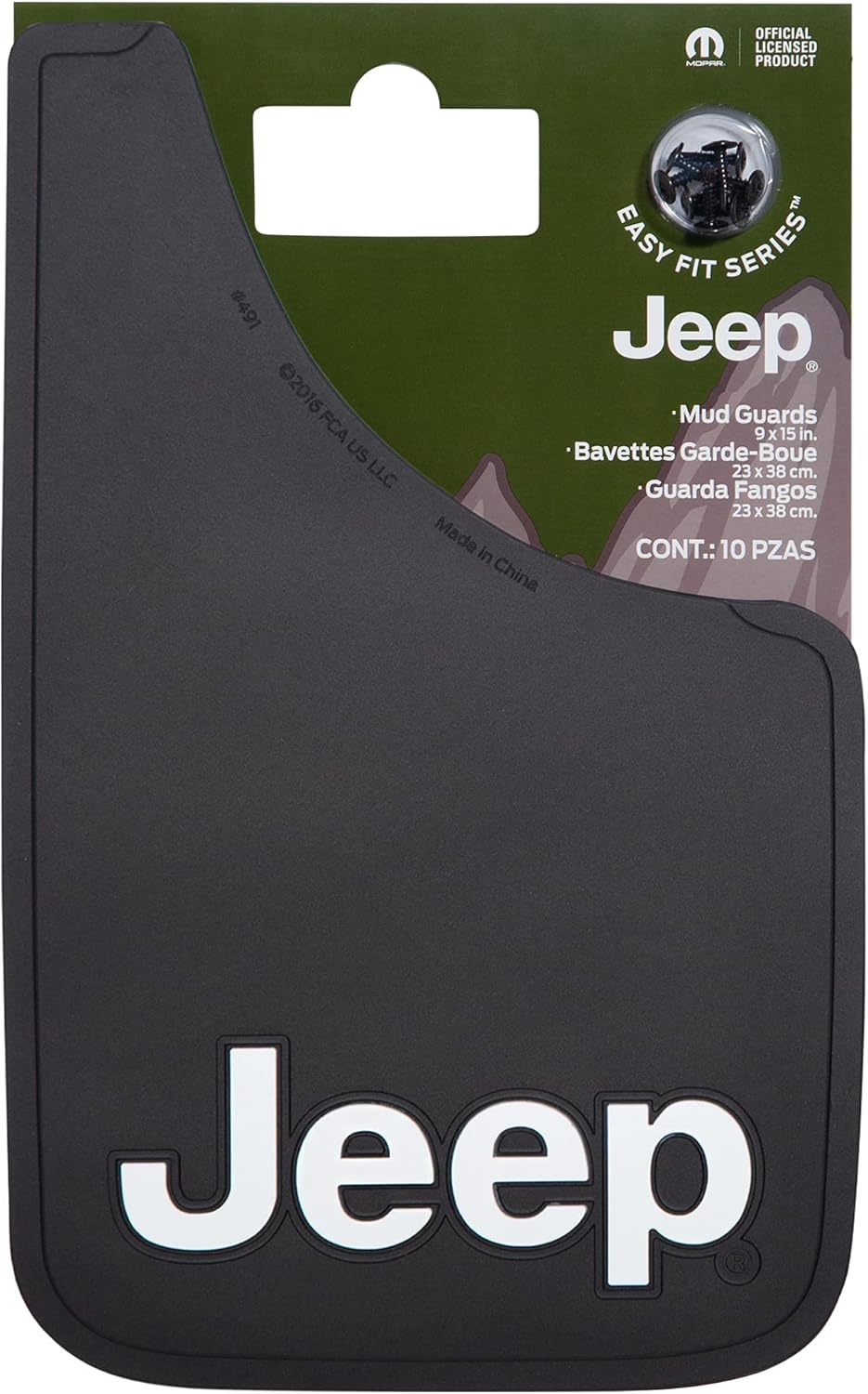 Plasticolor 000575R01 Jeep Logo Easy Fit Mud Guard -15 x 9 inch -Set of 2