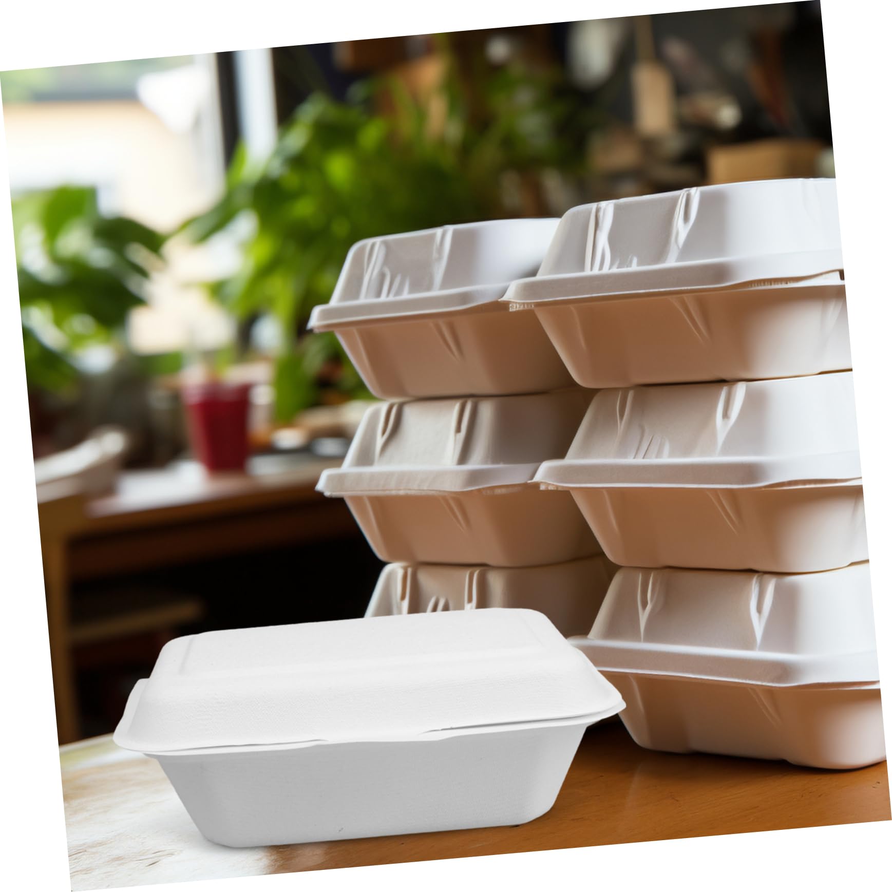 50 Scatole Usa e Getta per Asporto 600ml in Carta Bianca Biodegradabile Facile da Trasportare per Imballaggio Cibo e Confezionamento Dolci