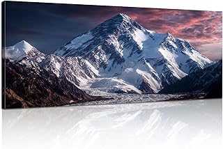 Canvas Wall Art Painting K2 summit second highest mountain world Modern Print Stretched Framed Artwork Wall Poster for Living Room Bedroom Office Wall Decor 20x40 Inch