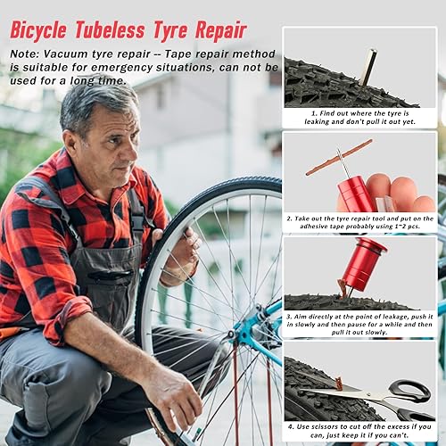 Miniatura 5 de Kit de reparación, Bicicleta Tubeless Neumático Kit de Reparación de Bicicleta de Carretera Neumáticos Herramienta de Talad