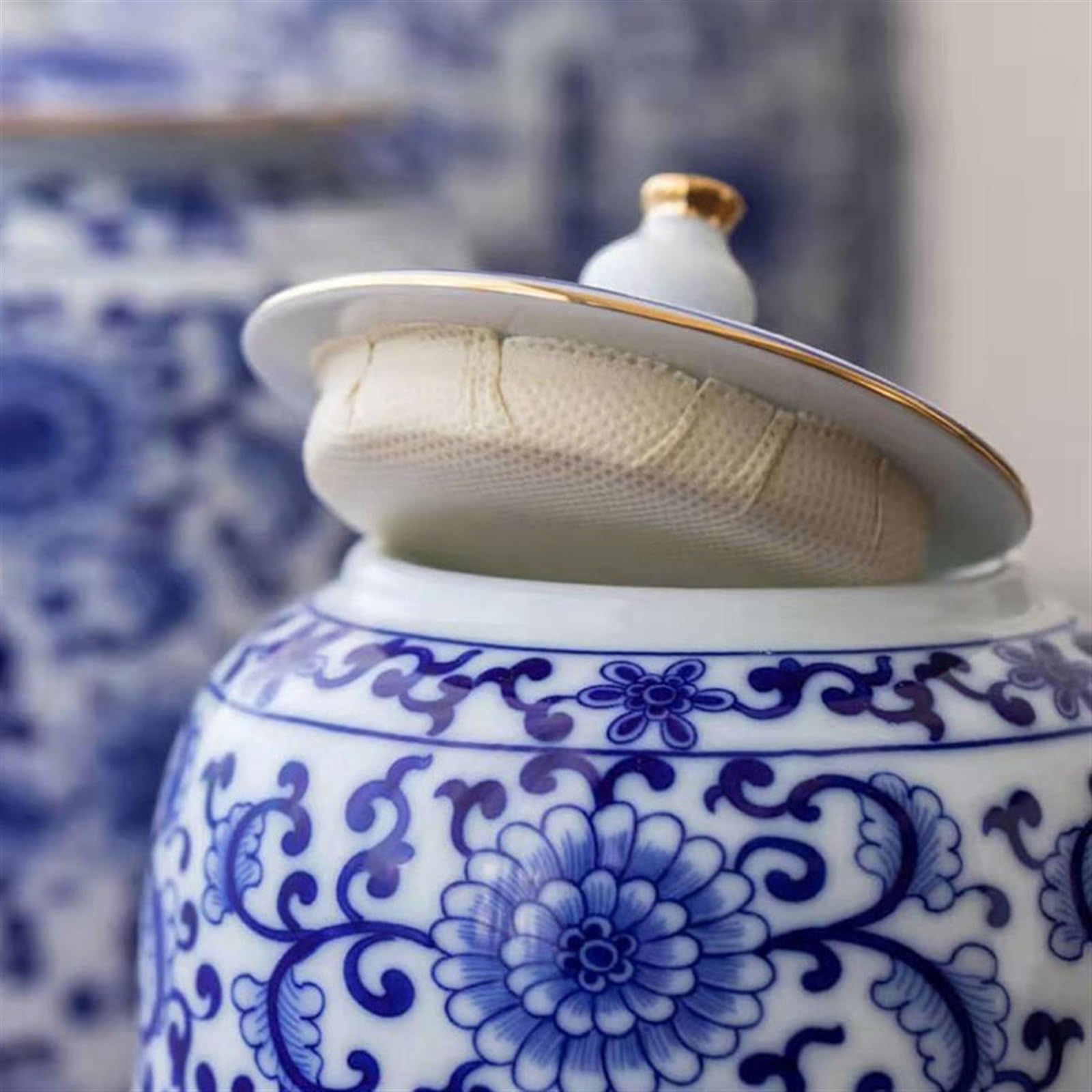 Ceramiczne pojemniki do herbaty Jingdezhen ceramiczny pojemnik uszczelniający na herbatę Puerh słoik do przechowywania herbaty duże ozdoby salonu(Średni)