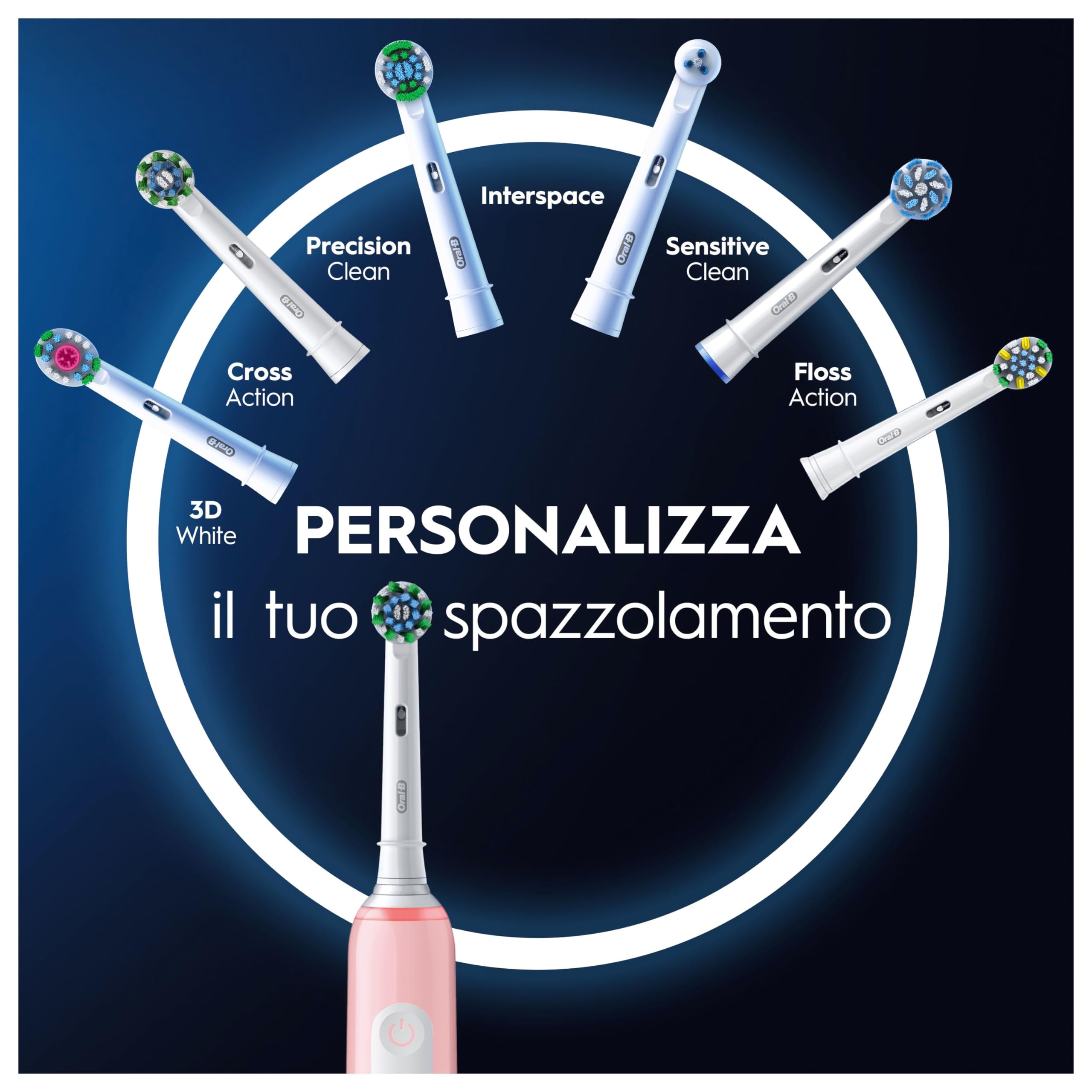 Oral-B Spazzolino Elettrico Ricaricabile Pro Series 3, Sensore di Pressione Luminoso, Batteria a Lunga Durata, 2 Testine, 1 Spazzolino Elettrico, 1 Custodia Viaggio, Rosa, Idea Regalo