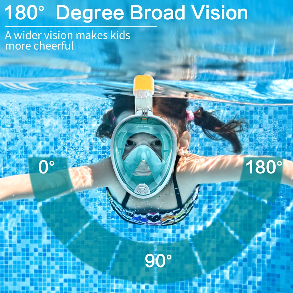 mizikuu Máscara de Buceo, Máscara de Snorkel para Niños Gafas Buceo de Cara Completa Infantil 180°Panorámica Máscara de Snorkel de Cara Anti-vaho Anti-Fuga