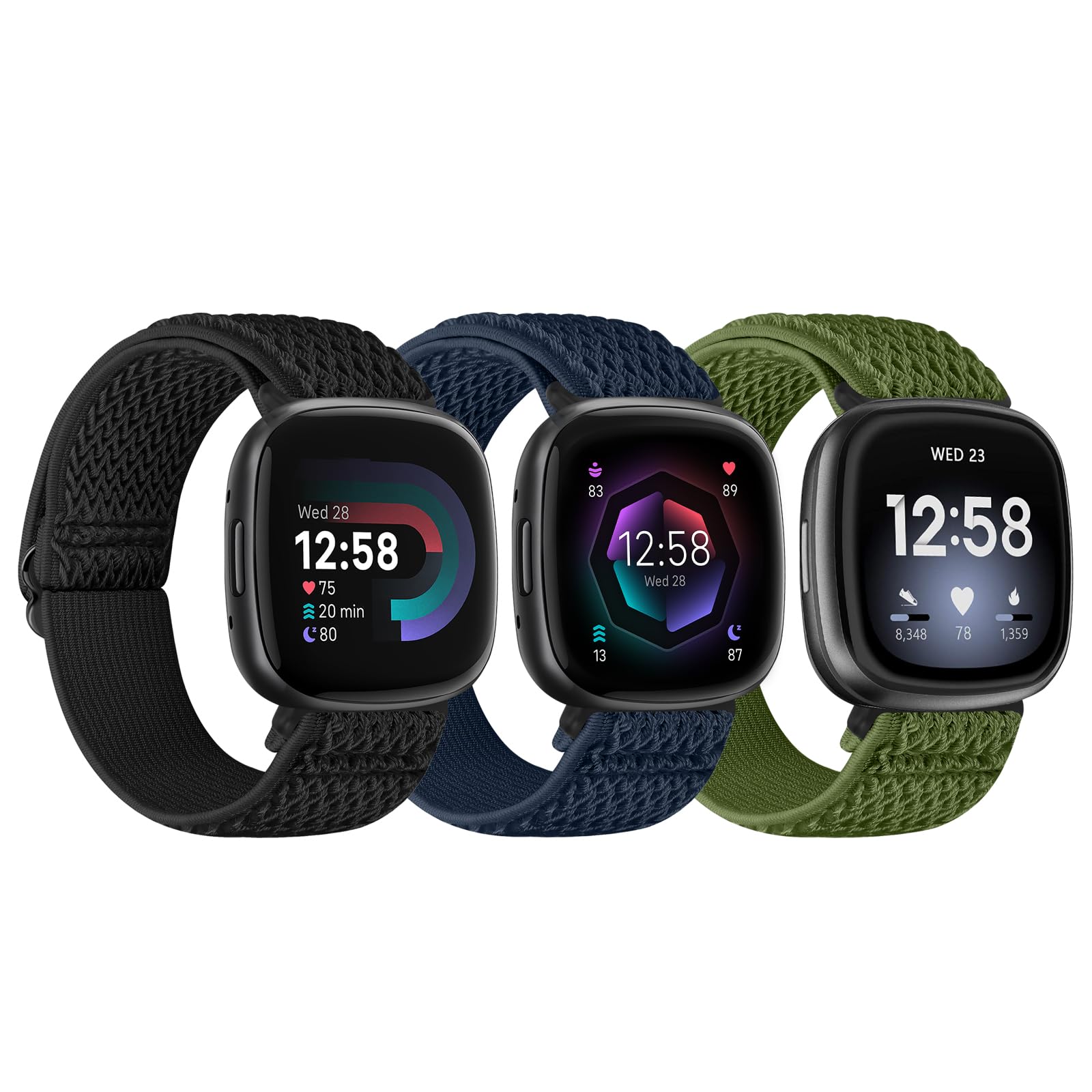TumpCez Elastic Nylon Strap Compatible with Fitbit Versa 4/Fitbit Sense 2/Fitbit Versa 3/Fitbit Sense, Soft Adjustable Stretchy Wristbands Sport Replacement Straps for Women Men