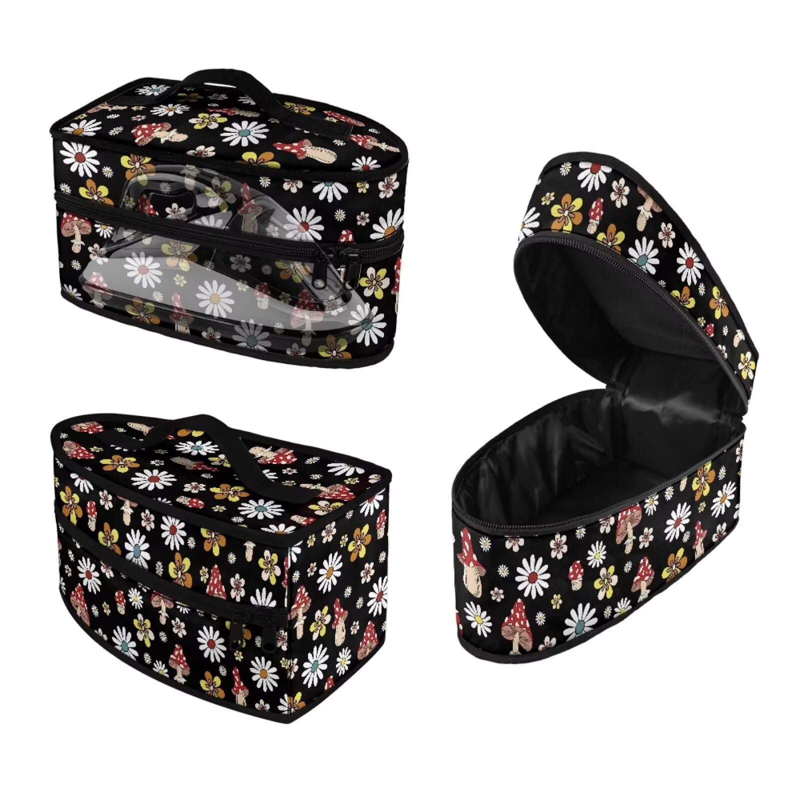 ASQVTIFE Daisy Iron Storage Bag Compatible with Full Size Iron Mushroom Handheld Steamer Carry Case Fits Traveling Outing Decorative Steamer Carrying Case Travel Irons Organizer Iron Accessories