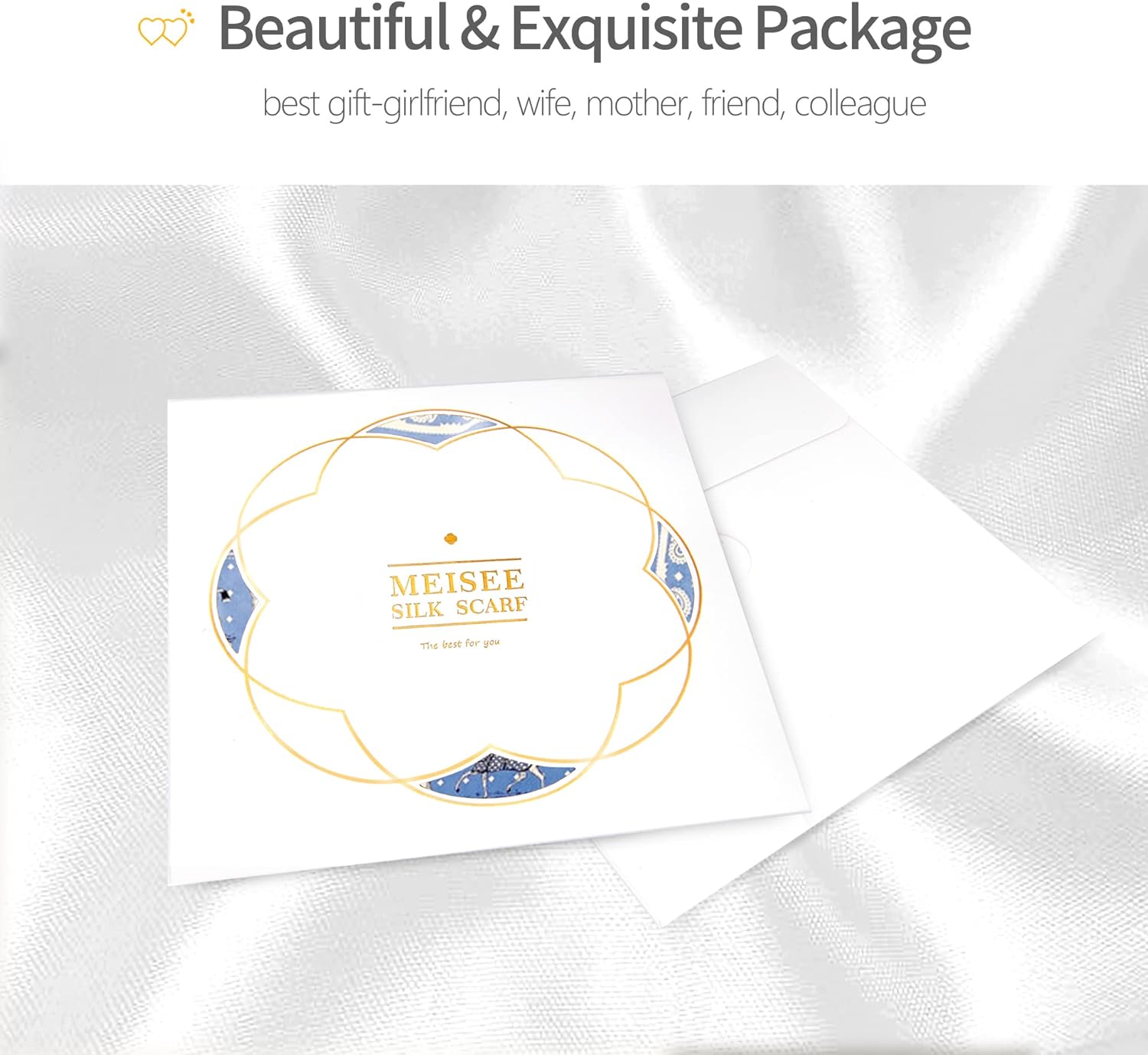 MEISEE 100% Mulberry Silk Scarfs Small Square Scarf 21" x 21" Neck Scarf Breathable Lightweight for Women Gift Packed - Image 5